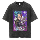 Anime cartoon dragon ball vintage wash print short sleeve t-shirt