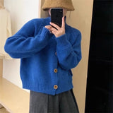 Women Knitted Cardigan Retro Turtleneck Button Autumn and Winter Sweater