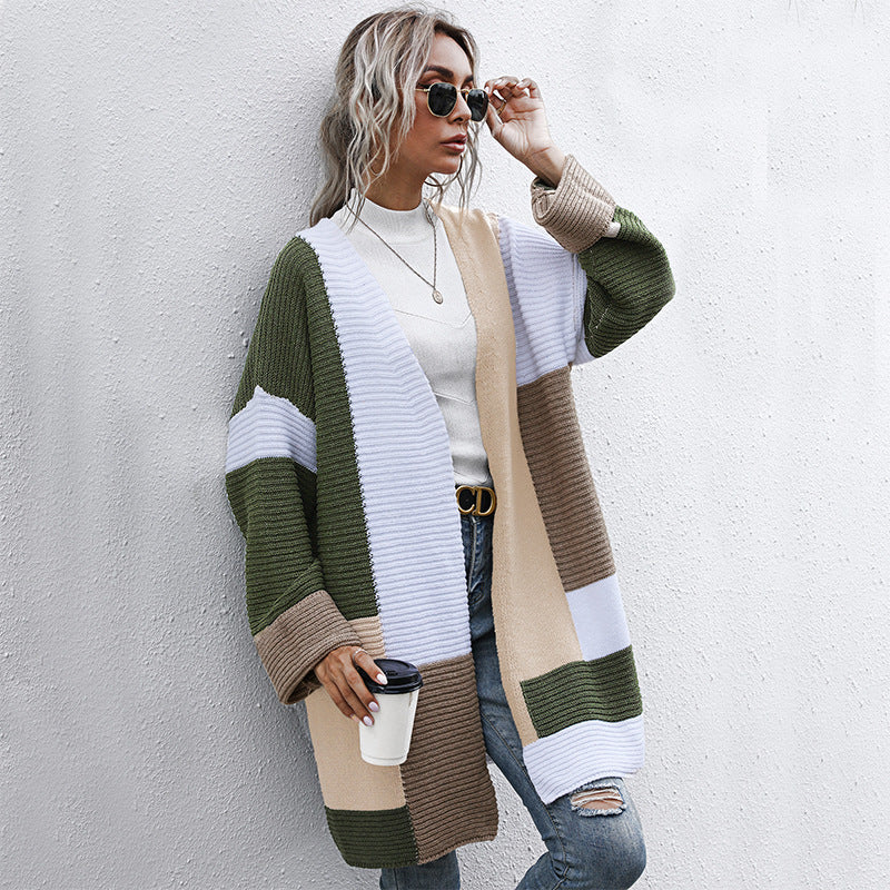 Women Knitted Sweater Autumn and Winter Long Knitted Cardigan Sweater Coat