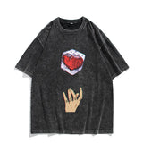 Washed vintage cotton t-shirt Trafalgar Rowe print washed and old
