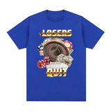Losers Quit Gambling Meme Graphic T Shirt Men's Vintage