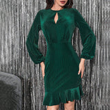 Women Dress Hollow round Neck Hip Skirt