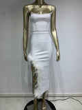 Women Dresses Pink Bandage One-Piece Dress Feather Party Dress (Ont0408)