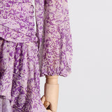 Women Dresses Spring round Neck Long Sleeve Flounced Skirt (Qymy0409)