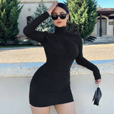 Women Dresses Spring Pleated Slim-Fit Sheath Dress