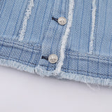 Women Jacket Striped Short Style Coat Autumn Leisure Loose Button Cardigan Top