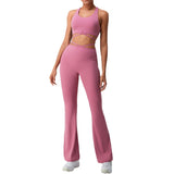 Women Yoga Set Exercise Yoga Clothes Wide Leg Bootleg Pants