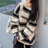 Women Knitwear Autumn and Winter Striped round Neck Sweater Sweater