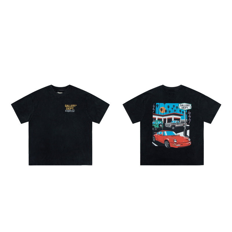 Gallery Dept T Shitrs Retro Distressed Cartoon Car Short Sleeve Men and Women