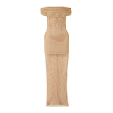 Women Dresses Sexy off-the-Shoulder Dress Gauzy Package Hip Dress (Zns0409)