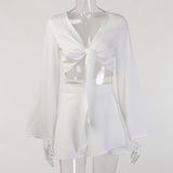 Women Dresses Sexy Flare Sleeve Skirt Suit Skirt (Bla0420)