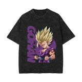 Washed vintage short-sleeved T-shirt oversize