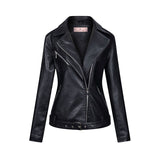Red Leather Jacket Autumn and Winter Pu Polo Collar Jacket Leather Coat for Women