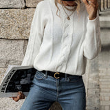 Women Knitted Sweater Autumn and Winter Women's Twist Long Sleeve White Sweater