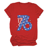 Fashion T-shirt 1776 pattern print crew neck short sleeve summer