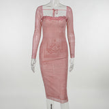 Women Dresses Autumn Sexy Hip Skirt Lace Long Sleeve Dress