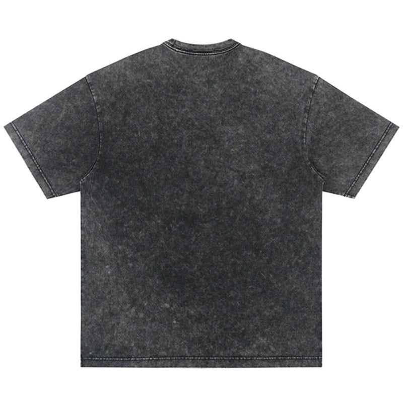 Women T-shirt Distressed round Neck Short Sleeve T-shirt Hip Hop Loose Casual Top