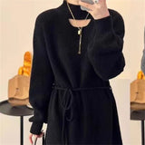 Women Knitwear Autumn and Winter Hollow-out Mid-Length Sweater Loose Sweater