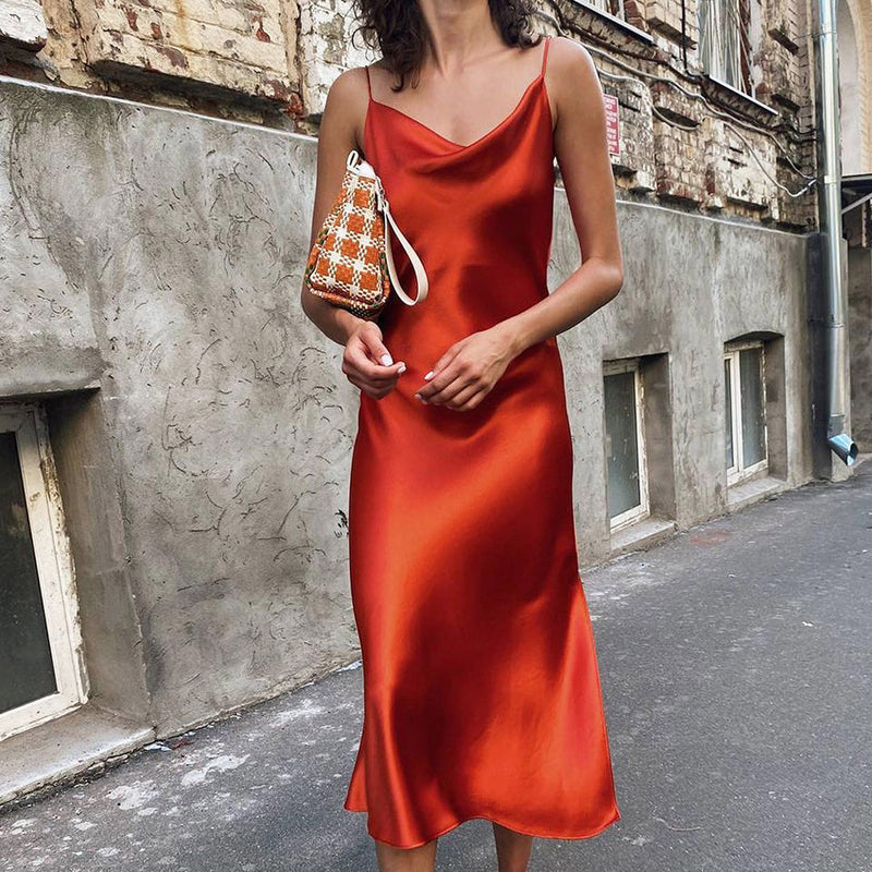 Corset Dress Autumn Satin Strap Dress Sexy Backless Dress