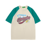 Men T Shirt Retro Alphabet Embroidered Distressed Short Sleeve T-shirt