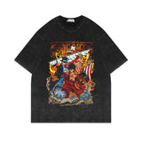 Washed and old short-sleeved T-shirt retro ONE PIECE