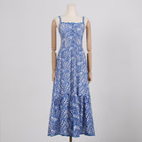Women Dresses Summer Hollow Embroidery Long Suspender Skirt (Qymy0409)
