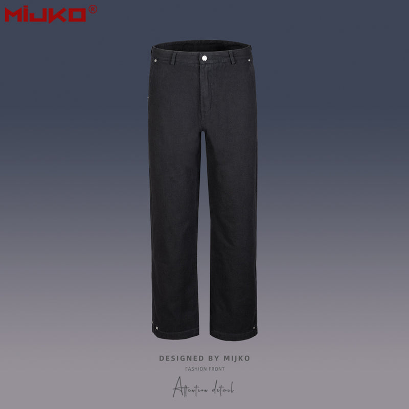 MIJKO Mens Vintage Pants Black Denim Casual Pants