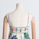 Women Dresses Summer Square Collar Sling Dress Graffiti Printing Long Dress (Qymy0409)