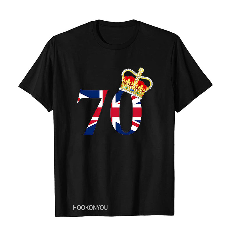 Inspired by Queen's Platinum Jubilee 2022 Elizabeth 70 Years T-shirt Printed Short Sleeve T-shirt