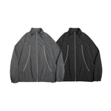 Unisex Jacket Vintage Zipper Stand Collar Coat for Men and Women Same Style Loose-Fitting Workwear Jacket