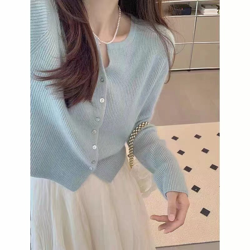 Women Knitwear Autumn Winter Retro round Neck Sweaters Cardigan