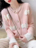 Women Knitwear Spring and Autumn Bowknot Knitted Cardigan