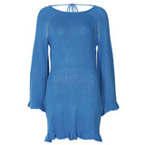Women Dresses Sexy Hollow-out Backless Sheath Fishtail Dress
