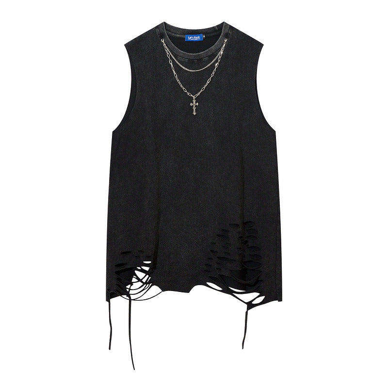 Men Vest Retro Sleeveless Vest Men's T-shirt