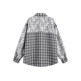 Unisex Jacket Autumn Lace Stitching Plaid Shirt