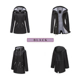 Women's Trench Coat Long-Sleeved Waterproof Mid-Length Trench Coat Women's Hooded Striped Raincoat