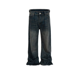 MIJKO Men's Vintage Pants MIJKO Men's Clothing Women's Washed Old Trousers Slight Wide Foot Jeans