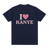 I Heart Kanye West Letter Print T-shirt Men Fashion Vintage