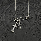 Chrome Hearts Necklace Vintage Double Cross Pin Male and Female Collarbone Chain