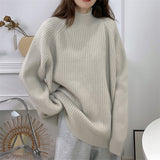 Women Knitted Pullover Turtleneck Autumn and Winter Loose Knitwear Top