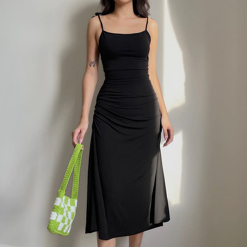 Women Dresses Black Slip Dress Long Dress (Bla0420)