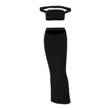 Women Co-Ord Set Exposed Navel Hollow Split Skirt Suit