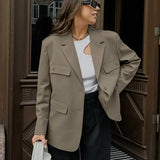 Women Trench Coat Casual Suit Jacket Female Retro