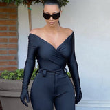 Women Jumpsuit Summer Sexy V-neck Long Sleeve Jumpsuit