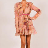 Women Dresses Sexy V-neck Long Sleeve Dress Gown (Zns0409)