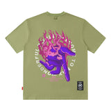 Men T Shirt Oversize Butterfly Flame Print Short Sleeve T-shirt
