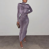 Women Dresses Turtleneck Long Sleeve Dress