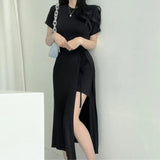 Women Dresses round Neck Dress High Bow Dress