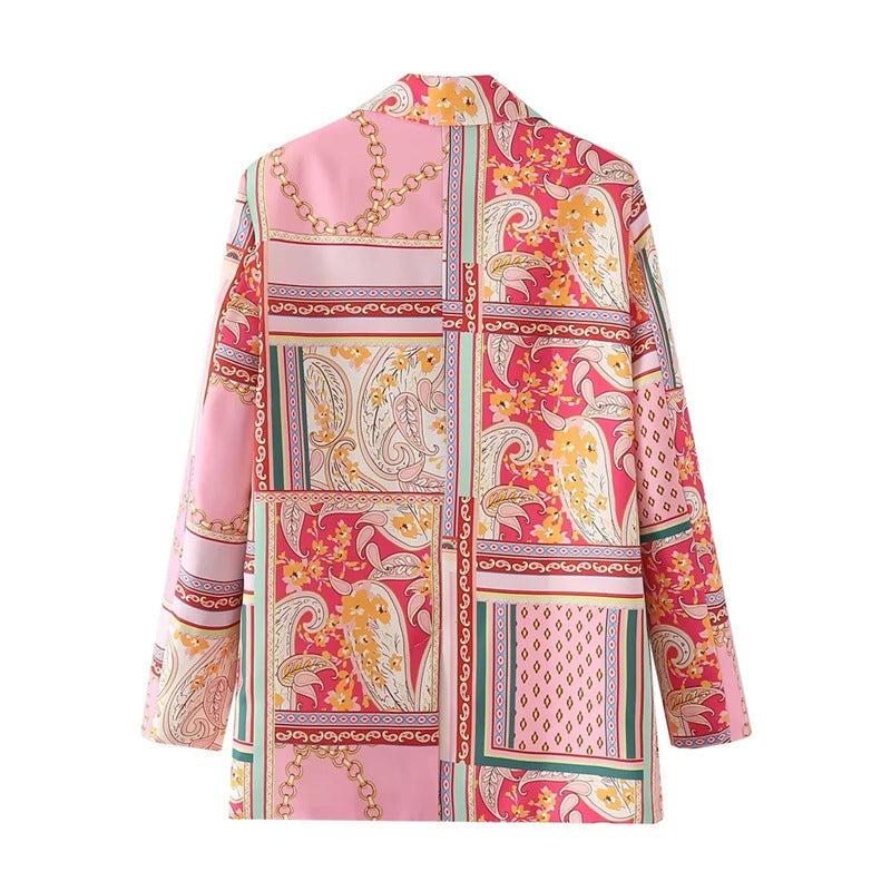 Women Suits Autumn and Winter Long Sleeve Fashion Sexy Print Small Suit Jacket