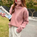 Women Knitted Pullover Autumn and Winter Turtleneck Sweater Slim Fit Top Sweater